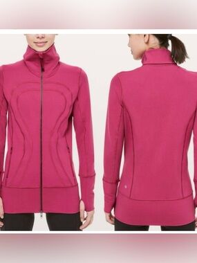 Lululemon Scuba Hoodie Pink Zip Up Thumbholes Size 2